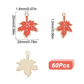 SUNNYCLUE 1 Box 60Pcs Maple Leaf Charms Enamel Leaves Charm Thanksgiving Charms Autumn Fall Leaf Small Charms Colorful Metal Alloy Charm for Jewelry Making Charm DIY Necklace Earrings Bracelets Craft