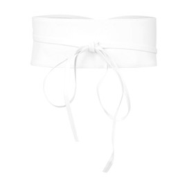 BlackButterfly Obi Waist Band Self Knot Tie Up Cinch Belt (White, S-M)