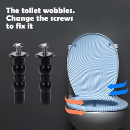 Toilet Seat Hinges Screws, 2 Pcs Expanding Rubber Bolt Top Nuts Set for Top Mount Toilet Seat Tightening Kit Replacement, Universal Toilet Seat Blind Hole Fixing Kit