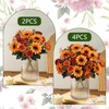 2 Bunches Autumn Artificial Flowers Sunflowers Orange Fake Peony Bouquet