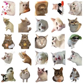 Sticker Set, Smartphone Stickers, PVC Waterproof, Suitcase, Bike, Bicycle, Water Bottle, Guitar, Cute Animal Stickers, Cat Dogs (50 Cats)