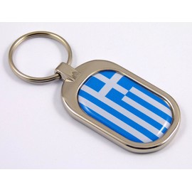 Greece Flag Key Chain Metal Chrome Plated Keychain Key fob keyfob Greek