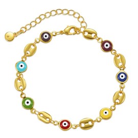 Bracelets Gold Red Blue Eye Bracelet for Women Jewelry Girl Anklet (KB0052, One Size)