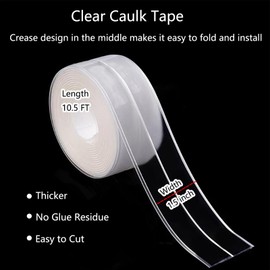 Clear Caulk Tape Self Adhesive Waterproof, Caulking Adhesive Transparent Kitchen and Wall Sealing Tape, Bathroom Sealant Caulk Strip for Toilet, Bath Tub, Sink, Shower Caulking(1.5" x10.5Ft)