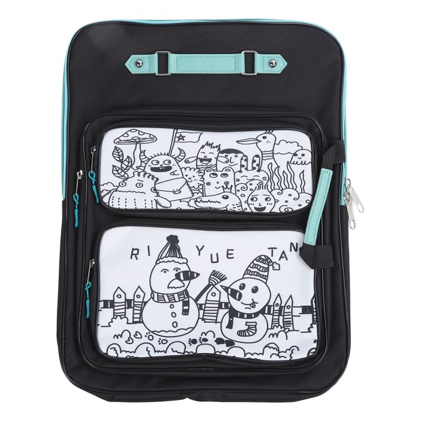 8K Kids Doodle Artwork Backpack Multi Pockets Smoothing Zipper Waterproof