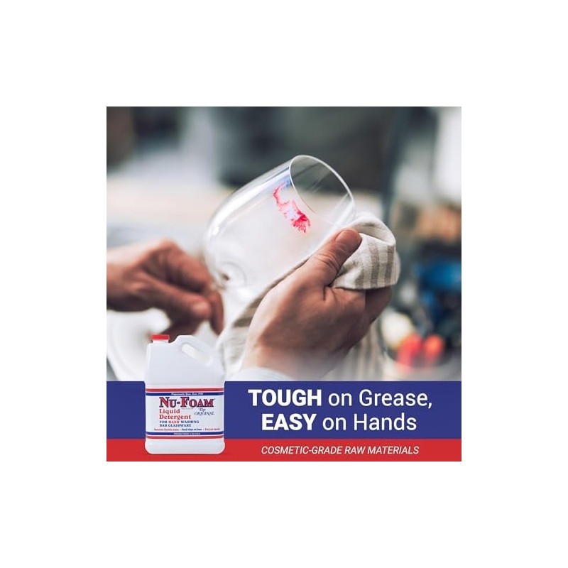 Nu-Foam Liquid Detergent for Bar Glassware – Original Streak-Free Solution