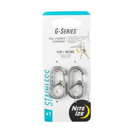 Nite Ize GS1-11-2R6 G-Series - Mosquetón de doble cámara, tamaño #1, acero inoxidable, 2 unidades (paquete de 1)