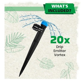 Bonviee 20-Pack Drip Irrigation Emitters- 1/4" Push-to-Connect Precision Irrigation Stakes - Low Flow Garden Watering System for Vegetables, Shrubs & Flower Beds