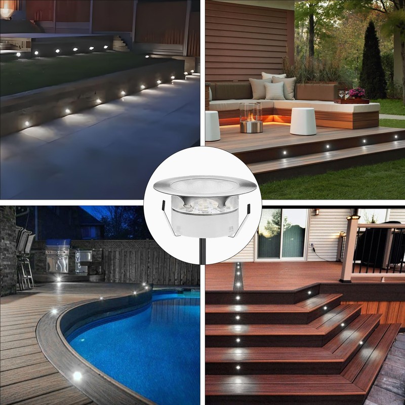 YZGWZLD Recessed LED Deck Lights Kits,10 Pack Φ2.36 Waterproof Cool