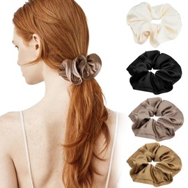 4 Pcs Large Scrunchie, Elastic Large Scrunchies for Women，Oversized Scrunchie, Scrunchies for Women, Oversized Scrunchy Extra Big Scrunchie Ponytail Holders Hair Accessories