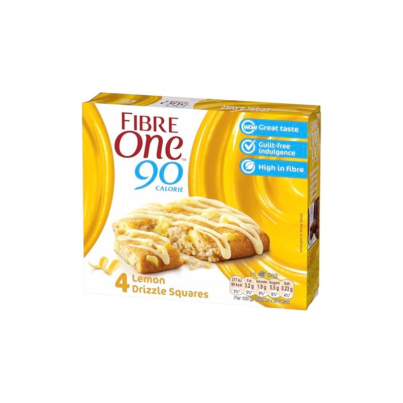 Fibre One 90 Calorie Lemon Drizzle Squares 7 x 4