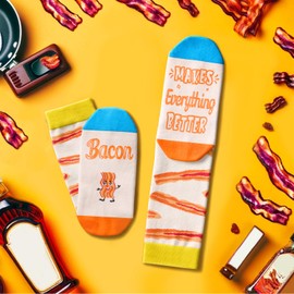 HAPPYPOP Funny Bacon Gifts Bacon Lover Gifts - Bacon Socks Men Women Meat Socks, Novelty Socks