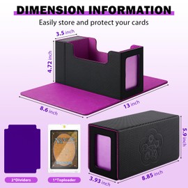 EternaCase MTG Card Storage Deck Box with Display Window, Commander Deck Box TCG Fit MTG Magic Card, Larger Capacity Leather Playing Magnetic Card Holder with Dice Tray