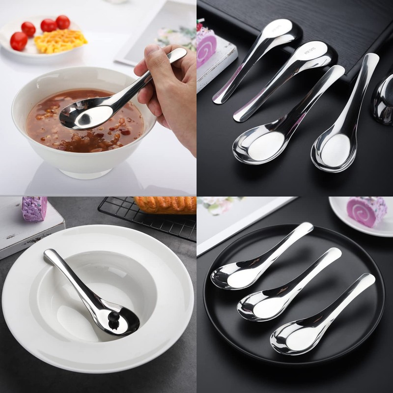 Stainless Steel Soup Spoons Dinner Spoons Set of 12 Chinese