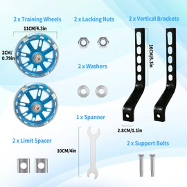 Pack of 2 Universal Auxiliary Wheels for Children, Children's Bicycle Stabilisers with Luminous, Adjustable Auxiliary Wheels for 12 14 16 18 20 Inch Children's Bikes (Flash Blue)