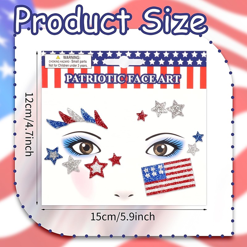 4th of July Face Gems, Fourth of July Celebration Face
