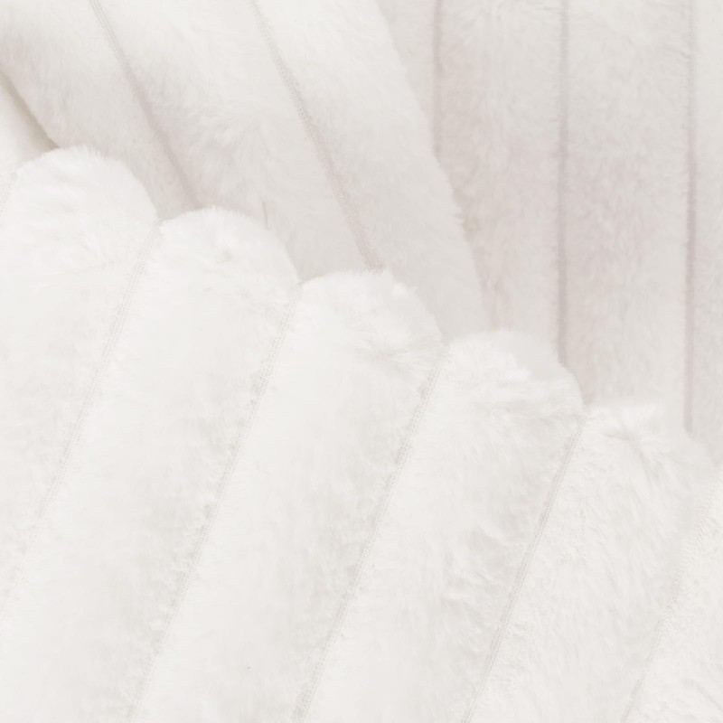 OHS White Blanket Throw Faux Fur Rib, Winter Blanket for