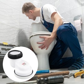 Rigid Toilet Connection Pipe, Offset Connection Toilet, PVC and Rubber Toilet Connection Socket, Offset Pipe Outlet Outlet, White (50 mm Offset)