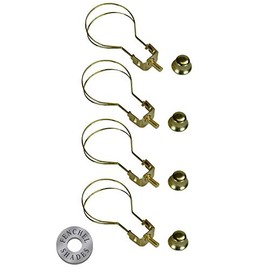 FenchelShades.com 4 Pack - Lamp Shade Light Bulb Clip Adapter Clip on with Shade Finial Top, Brass Color (4)