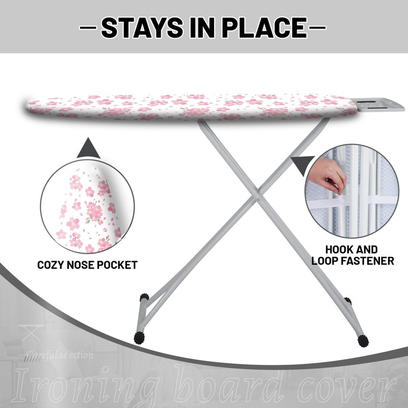 Extra Thick Ironing Board Cover and Pad, Cherry Blossoms 15x54