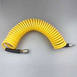 Darnassus Polyurethane Recoil Air Hose, Air Compressor Hose with 1/4" Swivel Fittings, for Industrial, Household, Garage, Station (25 FT, Yellow)