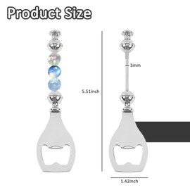 ASUNFO 6 Pcs Beadable Beer Opener Metal Decorative Beaded Bottle Opener for DIY Bar Silver