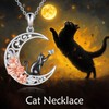 YONFQE Black Cat Necklace 925 Sterling Silver Crescent Moon Pendant