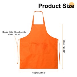 QUARKZMAN 4 Stück Schürze 70x60cm Unisex Restaurant Küche Kochschürzen Nicht-Verstellbare Maschinenwaschbare Kochschürzen mit 2 Taschen zum Kochen BBQ Malen Zeichnen Handwerk, Orange