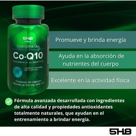5H8 Nutrition Coenzima Q10 con Cúrcuma | 90 Cápsulas | Suplemento Alimenticio para Bienestar General
