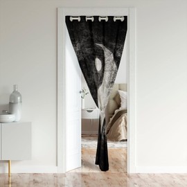 Yin Yang Doorway Curtain Privacy Door Cover Curtain,Boho Trippy Heat Blocking Blackout Thermal Insulated Door Curtain,Traditional Oriental Darkening Blackout Curtains for Bedroom 52x80 (Inch) 1 Panel