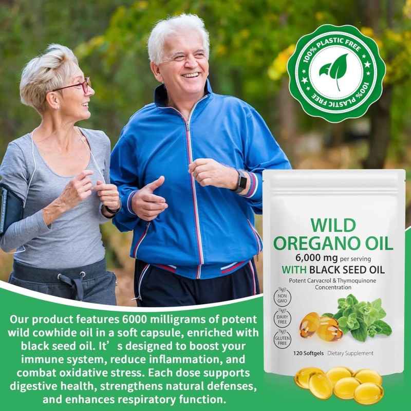 Daiasns Oregano Oil Capsules,240 Softgels, 2 in 1 6,000mg Wild