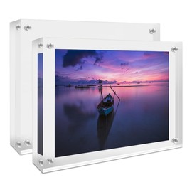 HAIKING Acrylic Photo Frame, 2 PCS Double Sided Clear Magnetic Photo Frames for Tickets, Photo, Postcards, Awards Display (7.5 x 10.2cm/2.95 x 4.01in)