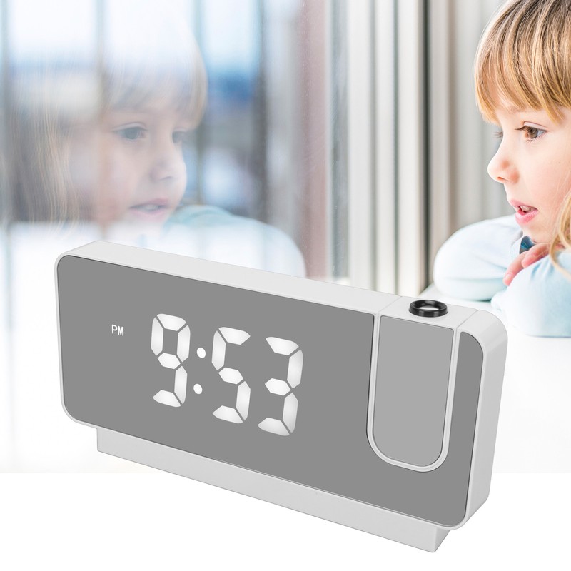 Projection Alarm Clock Time Date Temperature Display 180 Degree Wide