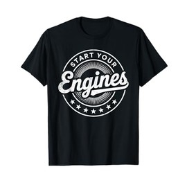 Start Your Engines Vintage Checkered Flag Race Car T-Shirt