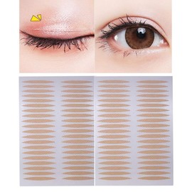 UPSTORE 500 Pairs(1000PCS) 24mm x 3mm Nude Portable Breathable Naturally Lace Style Invisible Single Sided Double Eyelid Tape Self-Adhesive Eyelid Stickers Eye Lift Strips with Y Fork