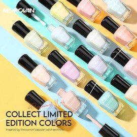 Morovan Fingernail Nail Polish Set: 15 Colors Pastel Macaron Nail Polish Kit Quick Dry Toe Finger Nail Polish Pcak Easter Gift For Women Girl