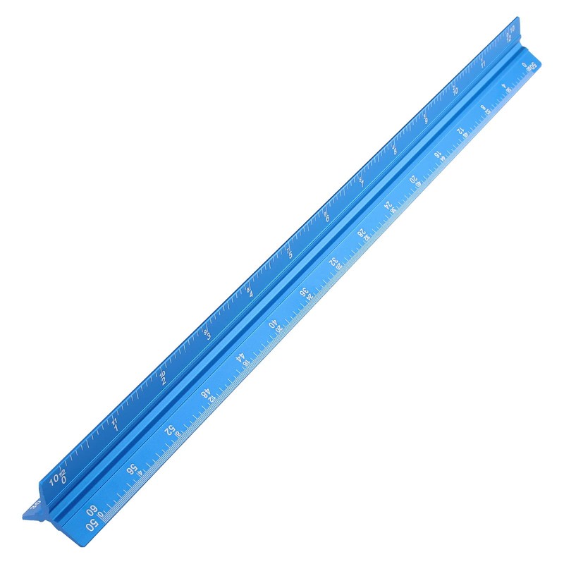 Kyuionty Engineer Scale Ruler 12 Inch, Aluminum Laser-Etched Triangular Drafting