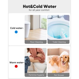 Arofa Hot and Cold Handheld Bidet Sprayer for Toilet, Warm Water Bidet with Adjustable Pressure, Non-Electric Temperature Control for Feminine Wash