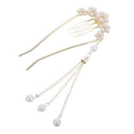 Gatuida Elegant U Shaped Hairpin with Pearl Tassel Modern Floral Hair Fork Pin for Women Quick Styling Comb Secure Hold for Weddings Proms Formal Events and Traditional Costume Accessories