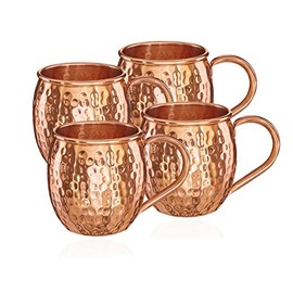 NKlaus 4 x Copper Cups Pure Copper 100% Ayuverda Oval Moscow Mule 500 ml 11261