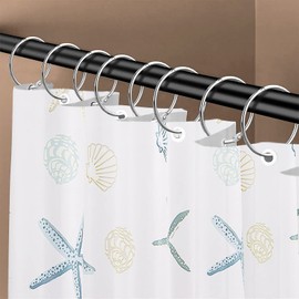 Shower Curtain Hooks Rings,24 Pcs Rustproof Metal Shower Hooks for Shower Curtain,Glide Smoothly Round Shower Rings for Curtain,Shower Curtain Rings for Bathroom Shower Rod,Snap Joint Design (Silver)
