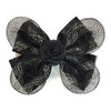 niavida Haarspange SCHLEIFE mit eingebundener Rose Schwarz silber ca. 12 cm festlich edel