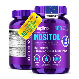 Inositol Myo y D-Chiro 40:1 con Ácido Fólico – Suplemento Vegano para Equilibrio Hormonal, Ciclo Femenino y Bienestar – Alta Absorción – 180 Cápsulas