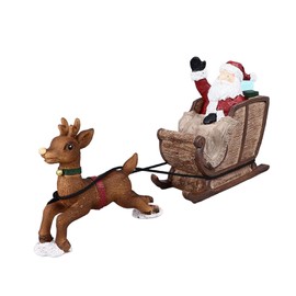 Focket Christmas Aquarium Decorations, Resin Santa Claus Reindeer Sleigh Fish Decoration, Decorative Aquarium Santa Claus on Sleigh Xmas Miniature Figurines Micro Landscape