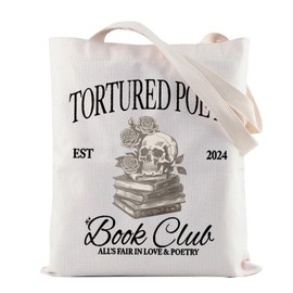 ZJXHPO Tortured Poet Tote Bag Tortured Poet Book Club Reusable Grocery Tote Bag TS New Album Shoulder Bag TS Singer Fans Gift (C-Book Club Tote)
