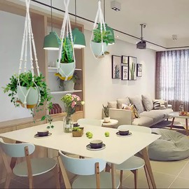 BLEAFLUV Hanging Planters with Macrame Plant Hangers for Indoor Outdoor Plants,3 Set Hanging Baskets Flower Pots Holders 35‘’/27‘’/21‘’,Self-Watering Pots 7‘’/6‘’/5.5‘’,Boho Home Decor (Green)