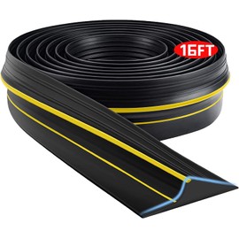 Jin&Bao Universal Garage Door Bottom Seal Strip,Weatherproof Rubber DIY Weather Stripping Replacement, 16FT Length, Black