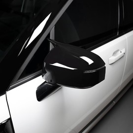FOEVE Side Mirror Covers Compatible with Hyundai Santa Fe 2024 2025, Cow Horn Exterior Mirror Caps Guards & Trims - Black