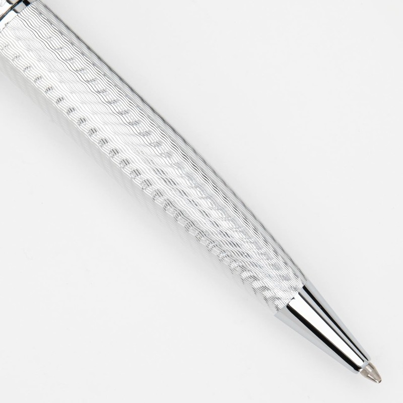 Conklin Herringbone Signature Ballpoint Pen Silver + Free Extra Black