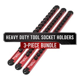 Precision Defined Aluminum Tool Socket Holder 3-Piece Set | Red, Heavy Duty 1/4-Inch x 16 Clips, 3/8-Inch x 16 Clips, 1/2-Inch x 14 Clips | 360 Rotation